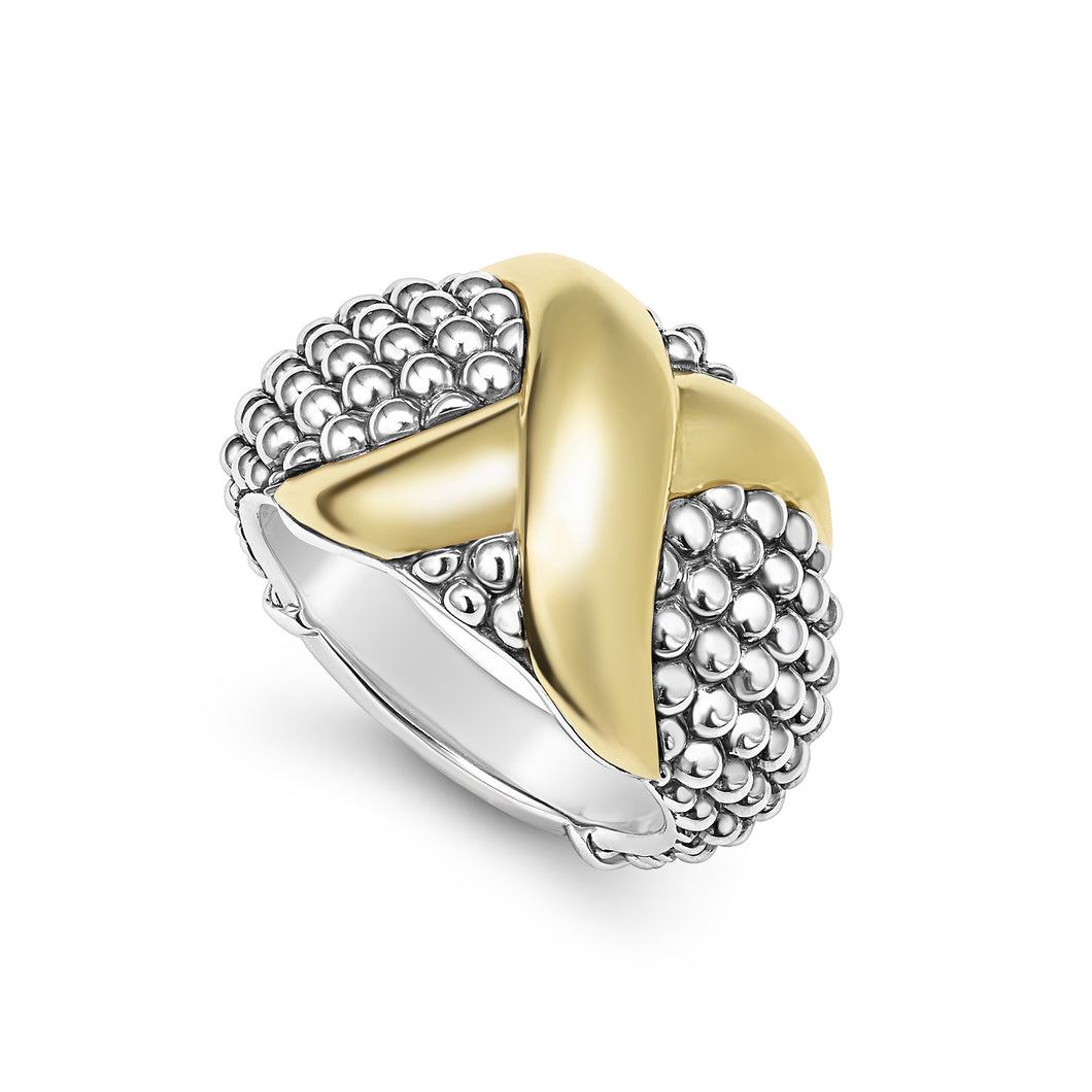 Embrace Two-Tone X Caviar Dome Ring