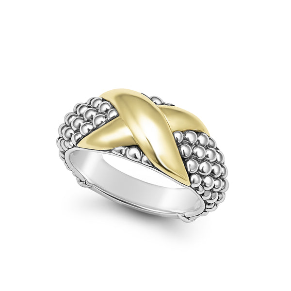 Two-Tone X Caviar Ring