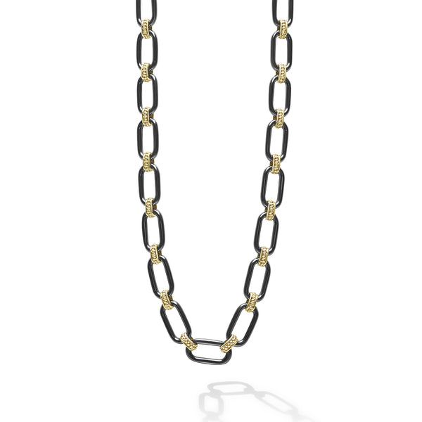 18K Gold and Black Ceramic Link Necklace