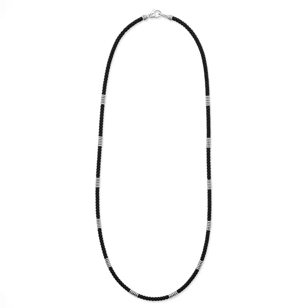 Black Caviar Silver Station Matte Ceramic Necklace
