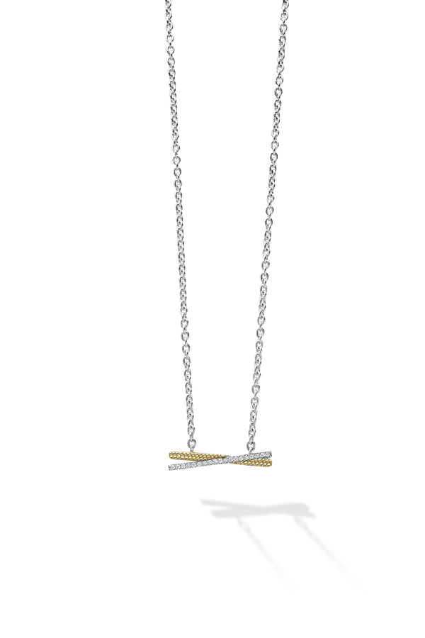 Caviar Lux Two-Tone X Diamond Necklace