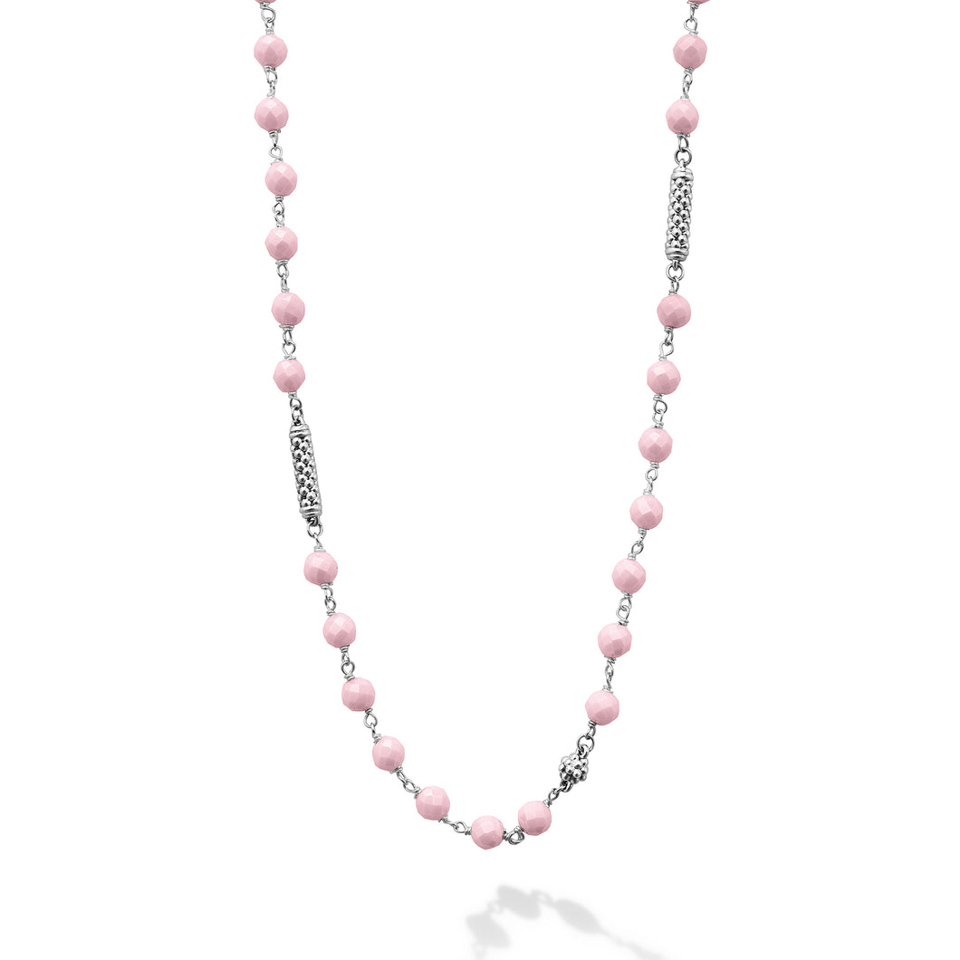 Caviar Icon Pink Ceramic Beaded Necklace