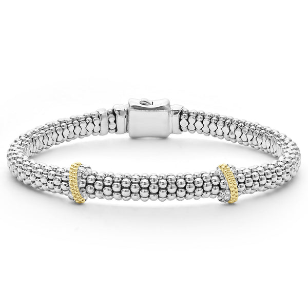 Double X Caviar Diamond Bracelet | 6mm
