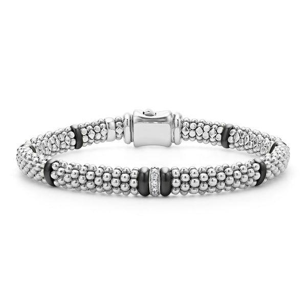 Black Caviar Single Station Diamond Caviar Bracelet | 6mm