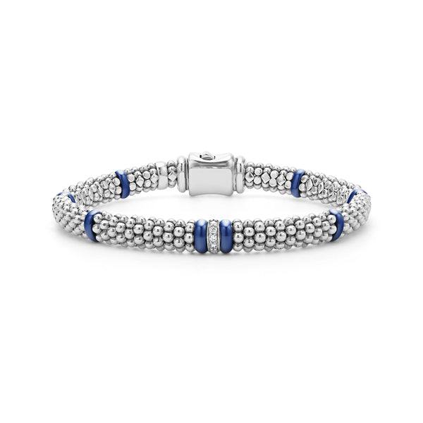 Single Station Diamond Caviar Bracelet | 6mm