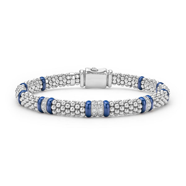 Blue Caviar Four Station Diamond Caviar Bracelet | 6mm