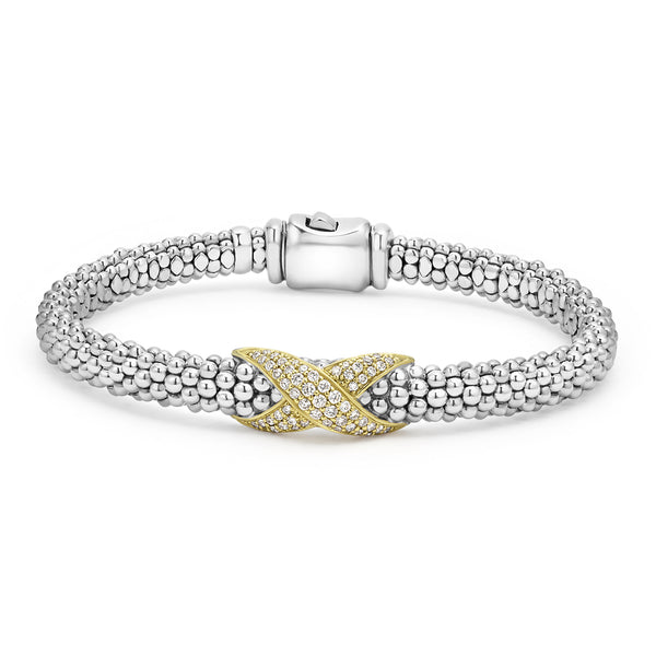 Embrace Two-Tone Diamond X Caviar Bracelet | 6mm
