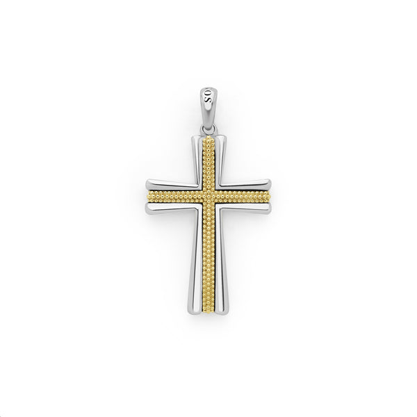 Anthem Two-Tone Caviar Beaded Cross Amulet