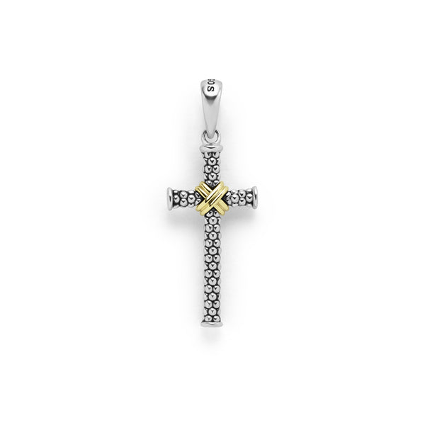 Anthem Two-Tone Caviar Beaded X cross Amulet