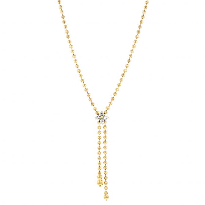 18K Yellow Gold Love In Verona Zipper Necklace WIth Diamond Flower Pull