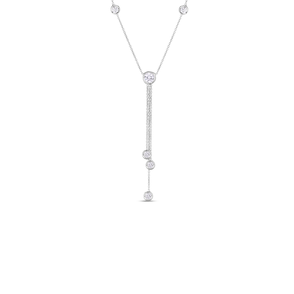 18K White Gold Diamonds By The Inch Triple Drop Necklace