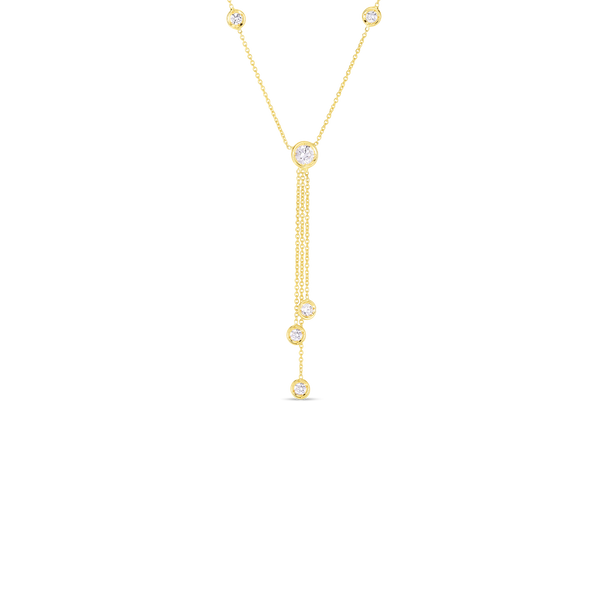 18K Yellow Gold Diamonds By The Inch Triple Drop Necklace