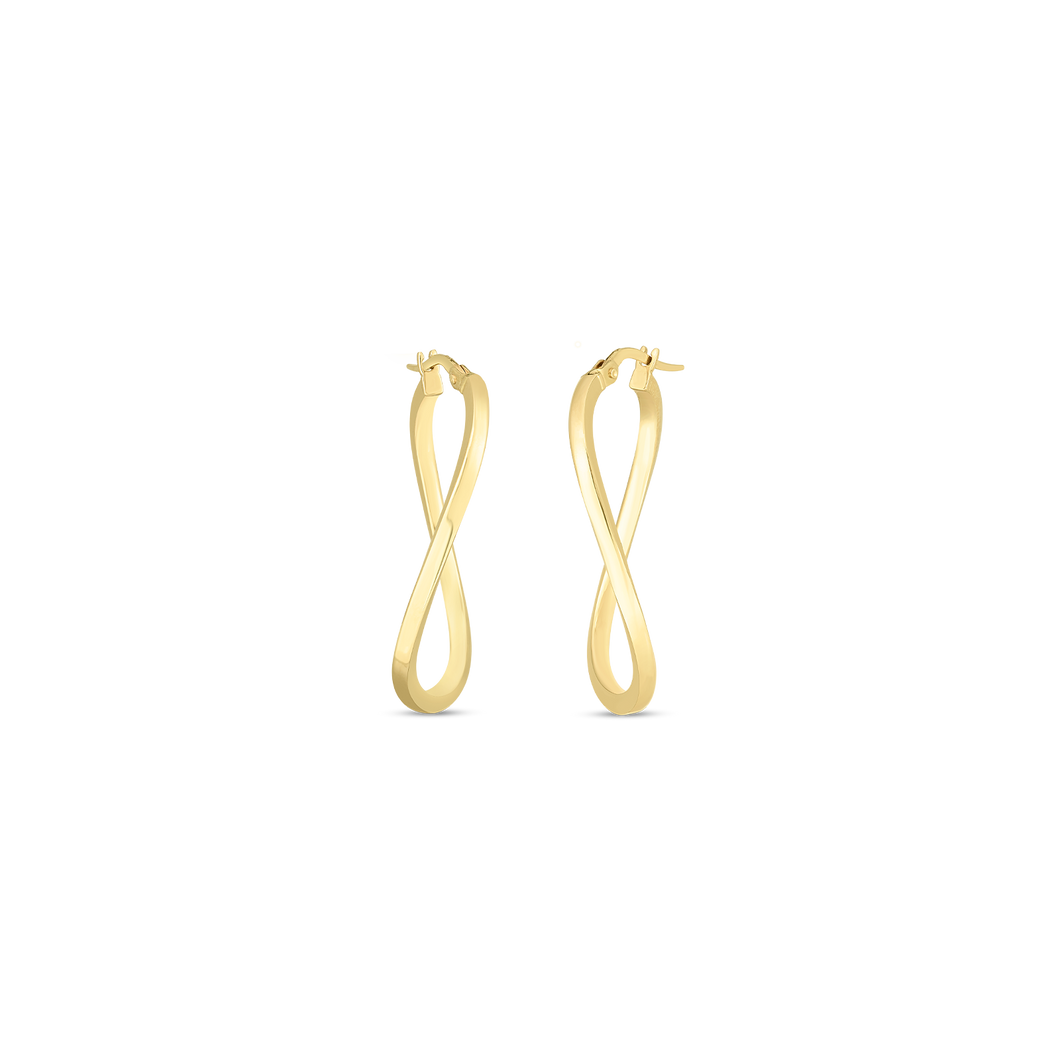 18K Yellow Designer Gold Twist Hoop Earrings