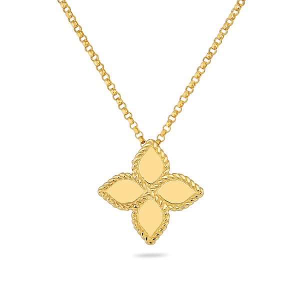 18K Yellow Gold Princess Flower Medium Necklace