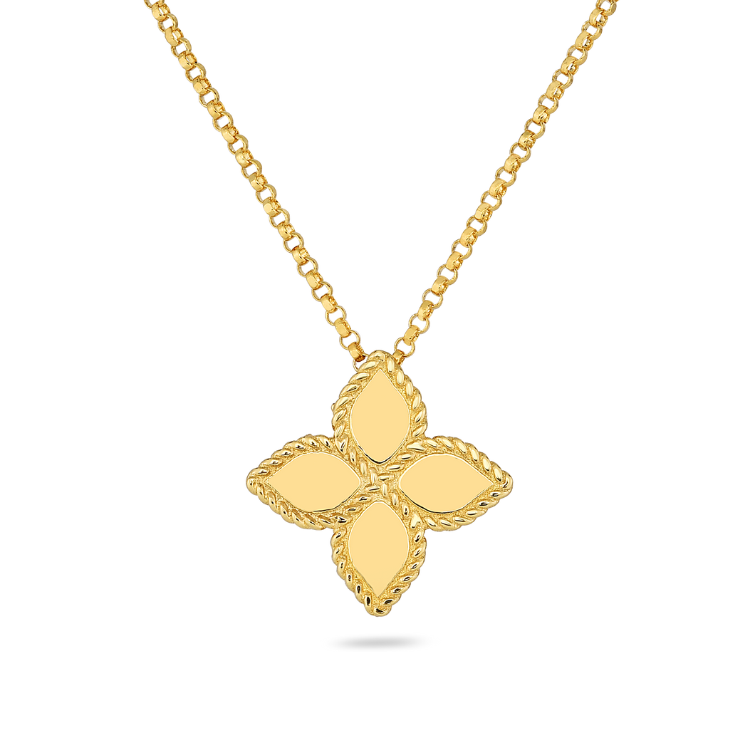18K Yellow Gold Princess Flower Medium Necklace