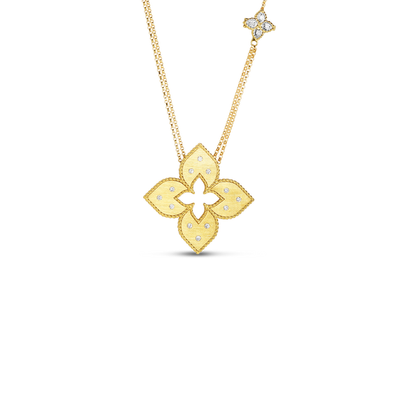 18K Yellow Gold & Diamond Venetian Princess Cut-Out Pendant