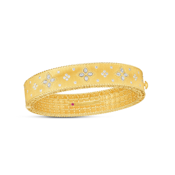 18K Gold Venetian Princess Diamond Satin Bangle