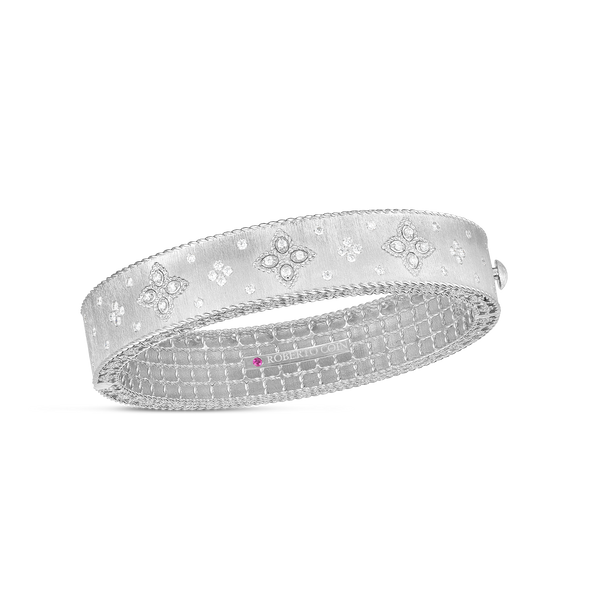 18K White Gold Venetian Princess Diamond Satin Bangle
