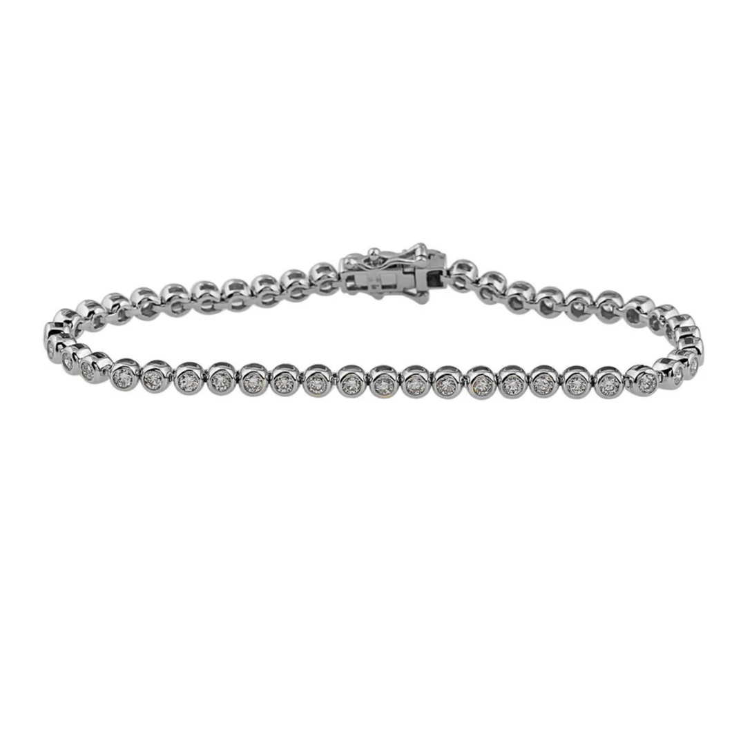 3.00 ctw. Lab-Created Diamond Bezel Link Bracelet in 14K White Gold