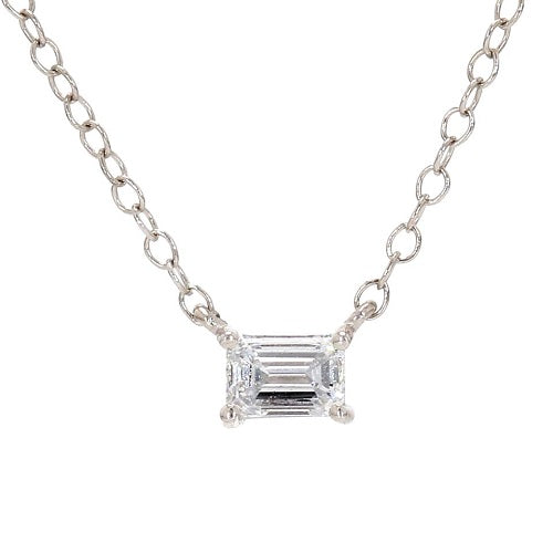 0.50 CTW Emerald Cut Lab-Created Diamond Necklace in 14K White Gold