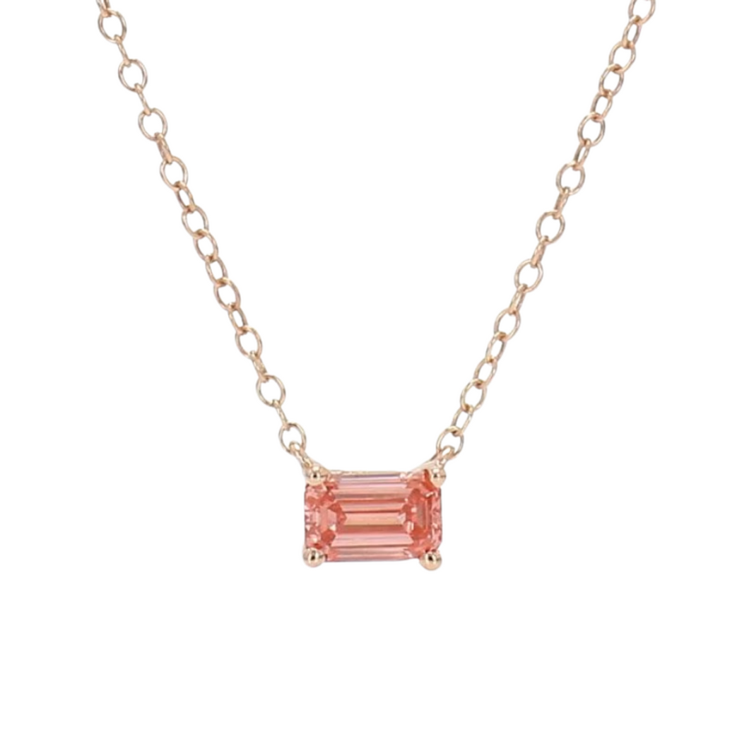 0.50CTTW Pink Lab-Created Diamond Necklace in 14K Rose Gold