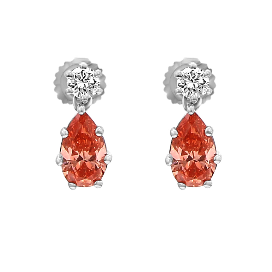 1.00 CT.TW Pink & White Lab-Created Diamond Earrings in 14K White Gold
