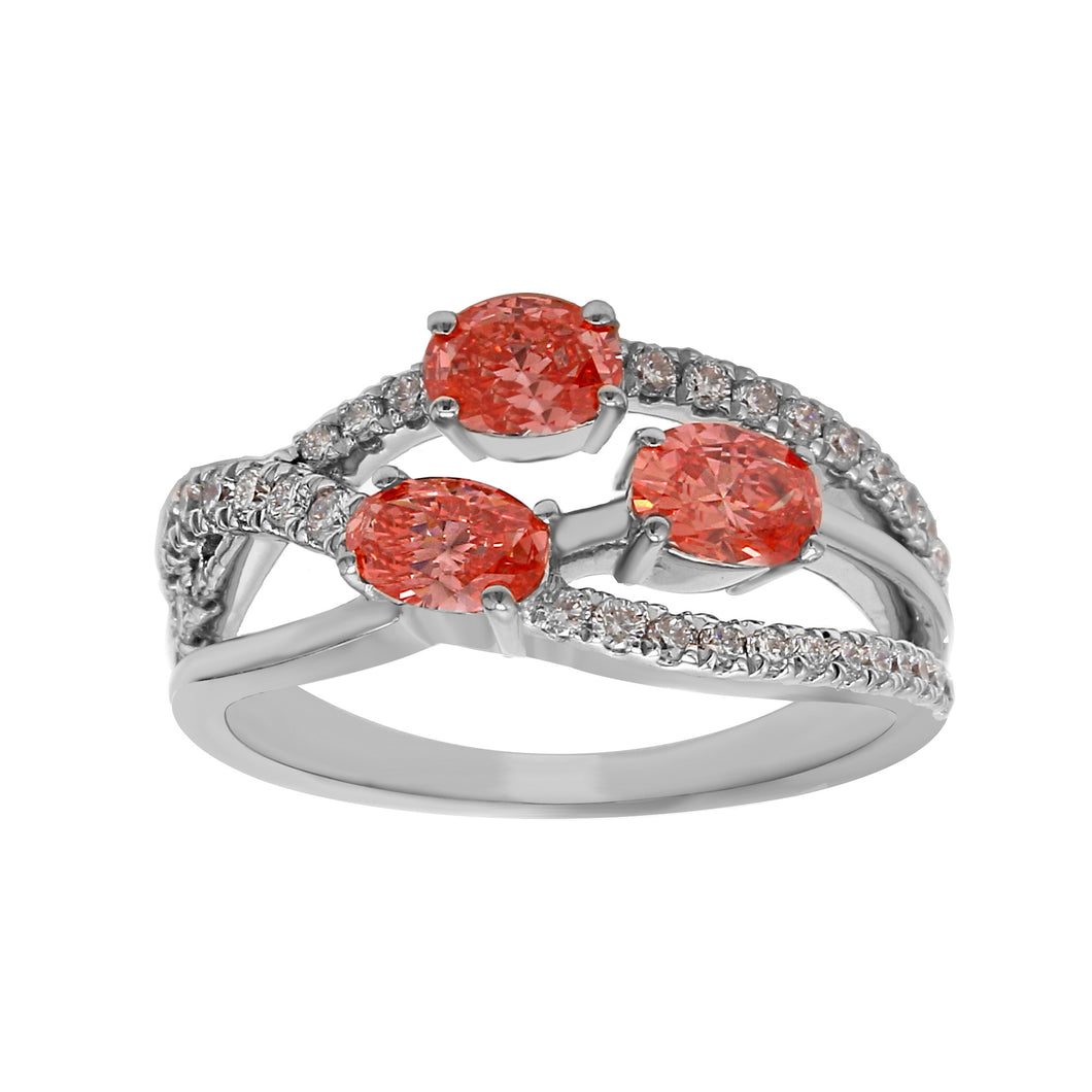 1.25 CTW. Pink & White Lab-Created Diamond Ring in 14K White Gold