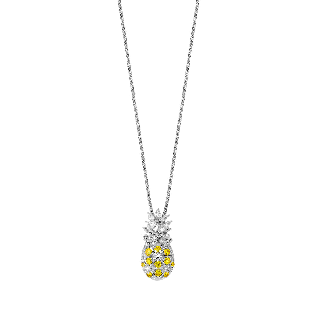 Island Vibes Pineapple Pendant - 0.30 ctw. Yellow and White Lab-Created Diamonds Sterling Silver