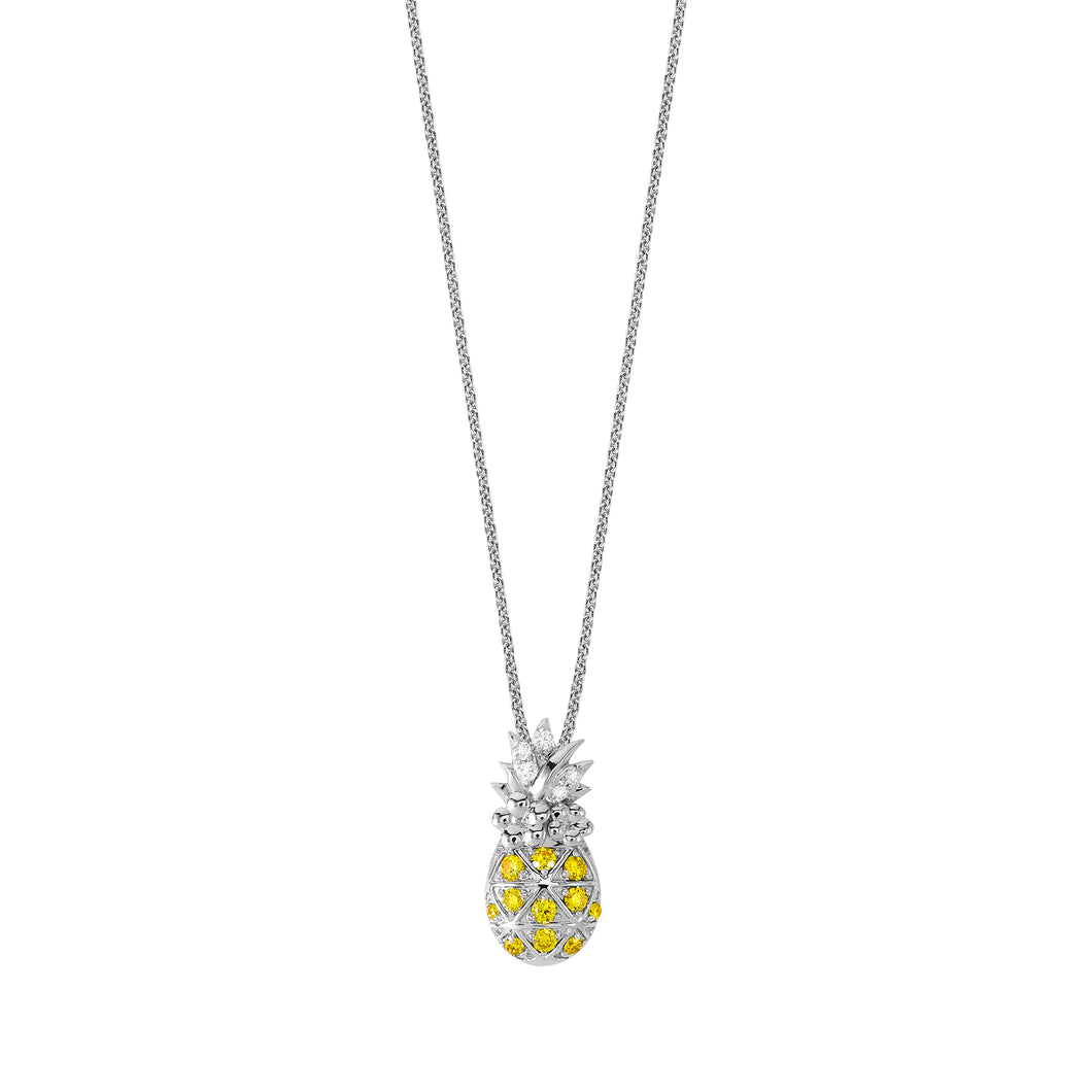 Island Vibes Pineapple Pendant - 0.30 ctw. Yellow and White Lab-Created Diamonds Sterling Silver