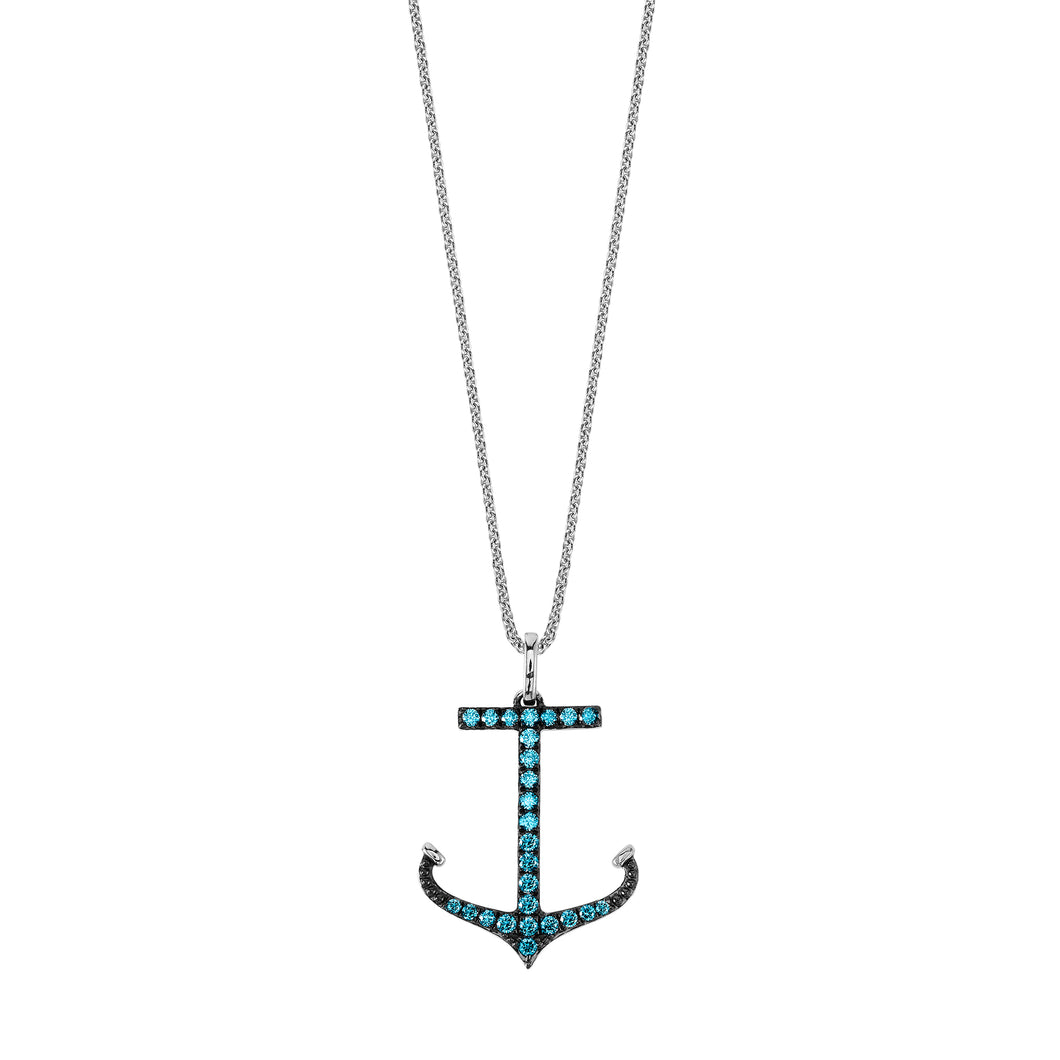 Island Vibes Anchor Pendant - 0.30 ctw. Blue Lab-Created Diamonds Sterling Silver