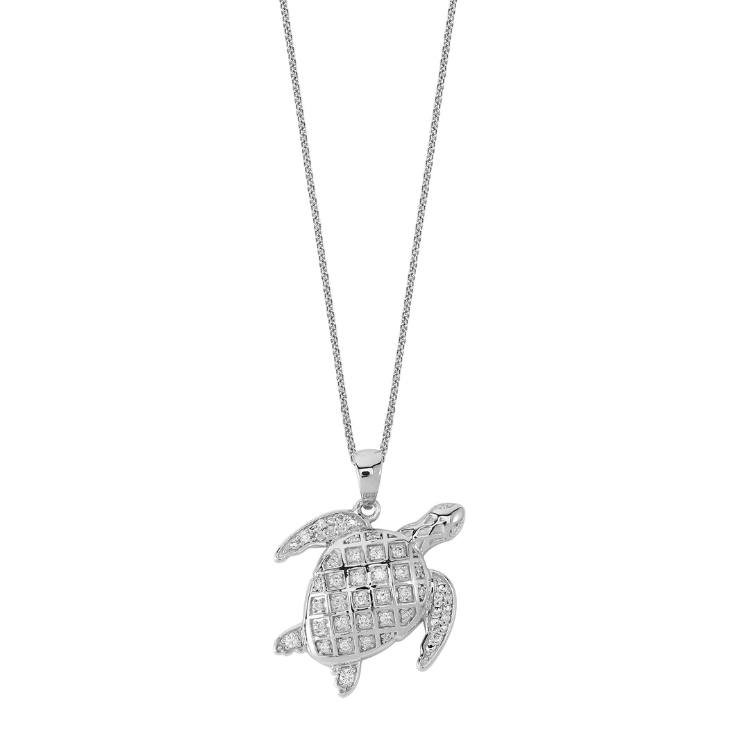 Island Vibes Turtle Pendant - 0.32 ctw. Lab-Created Diamonds Sterling Silver