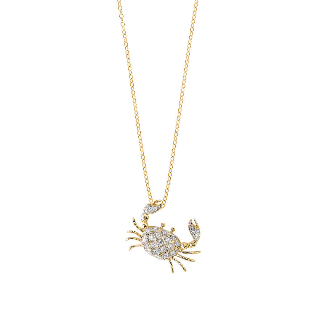 Island Vibes Crab Pendant - 0.15 ctw. Lab-Created Diamonds 14K Yellow Gold
