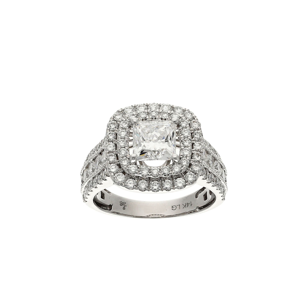 3 ctw. feat. 1.50 ct. Princess Lab-Created Diamond Ring with Double Halo