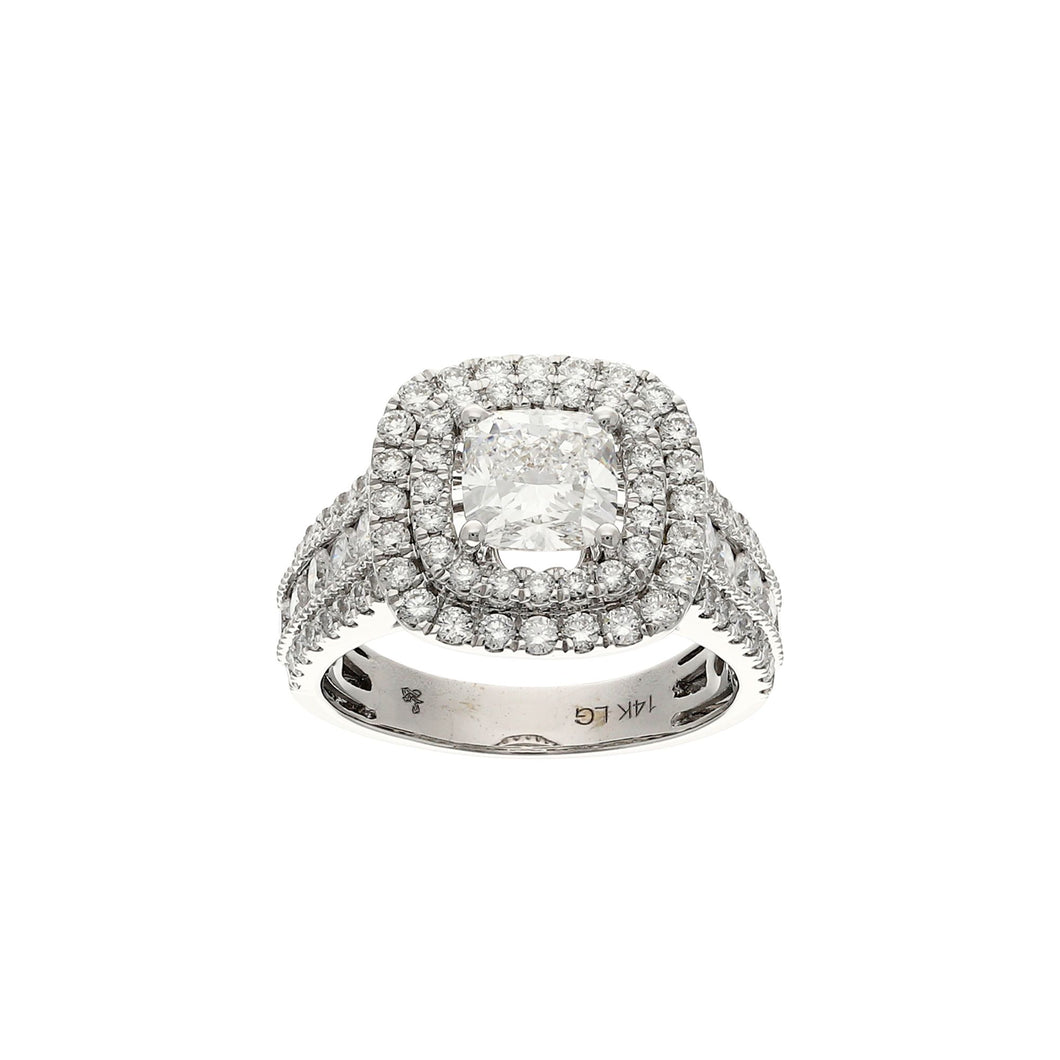 3 ctw. feat. 1.50 ct. Cushion Lab-Created Diamond Ring with Double Halo
