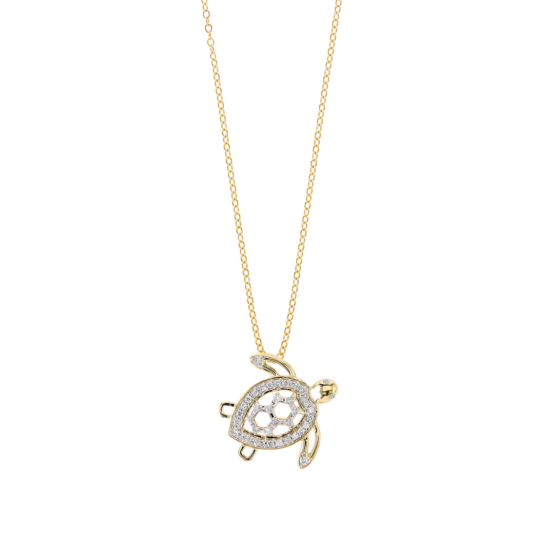 Island Vibes St. Thomas Sea Turtle Pendant - 0.23 ctw. Lab-Created Diamonds 14K Yellow Gold