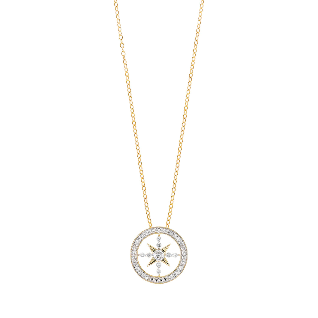 Island Vibes Compass Pendant - 0.30 ctw. Lab-Created Diamonds 14K Yellow Gold