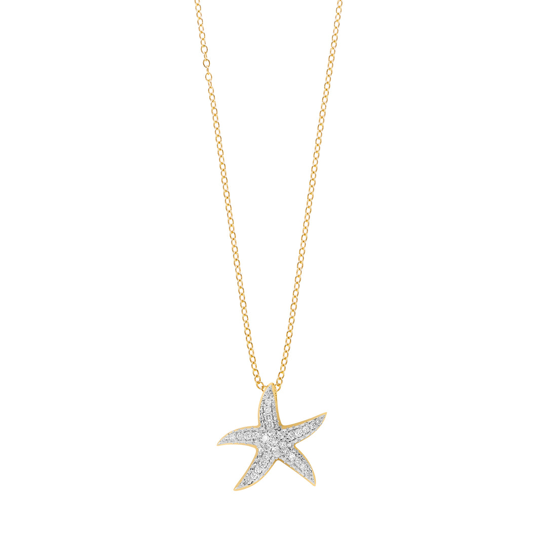 Island Vibes Starfish Pendant - 0.25 ctw. Lab-Created Diamonds 14K Yellow Gold