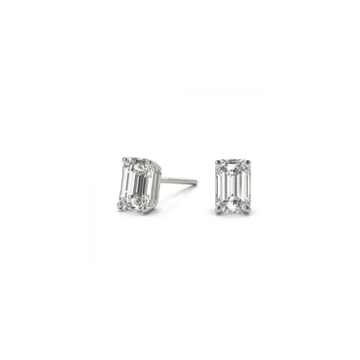 Emerald Diamond Stud Earrings - 3ctw