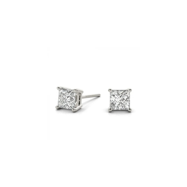 3.00 ctw. Princess Cut Stud Earrings
