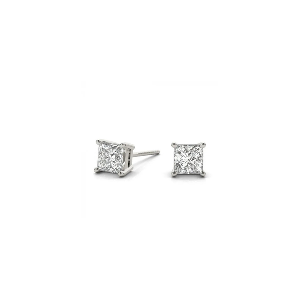 2.00 ctw. Princess Cut Stud Earrings