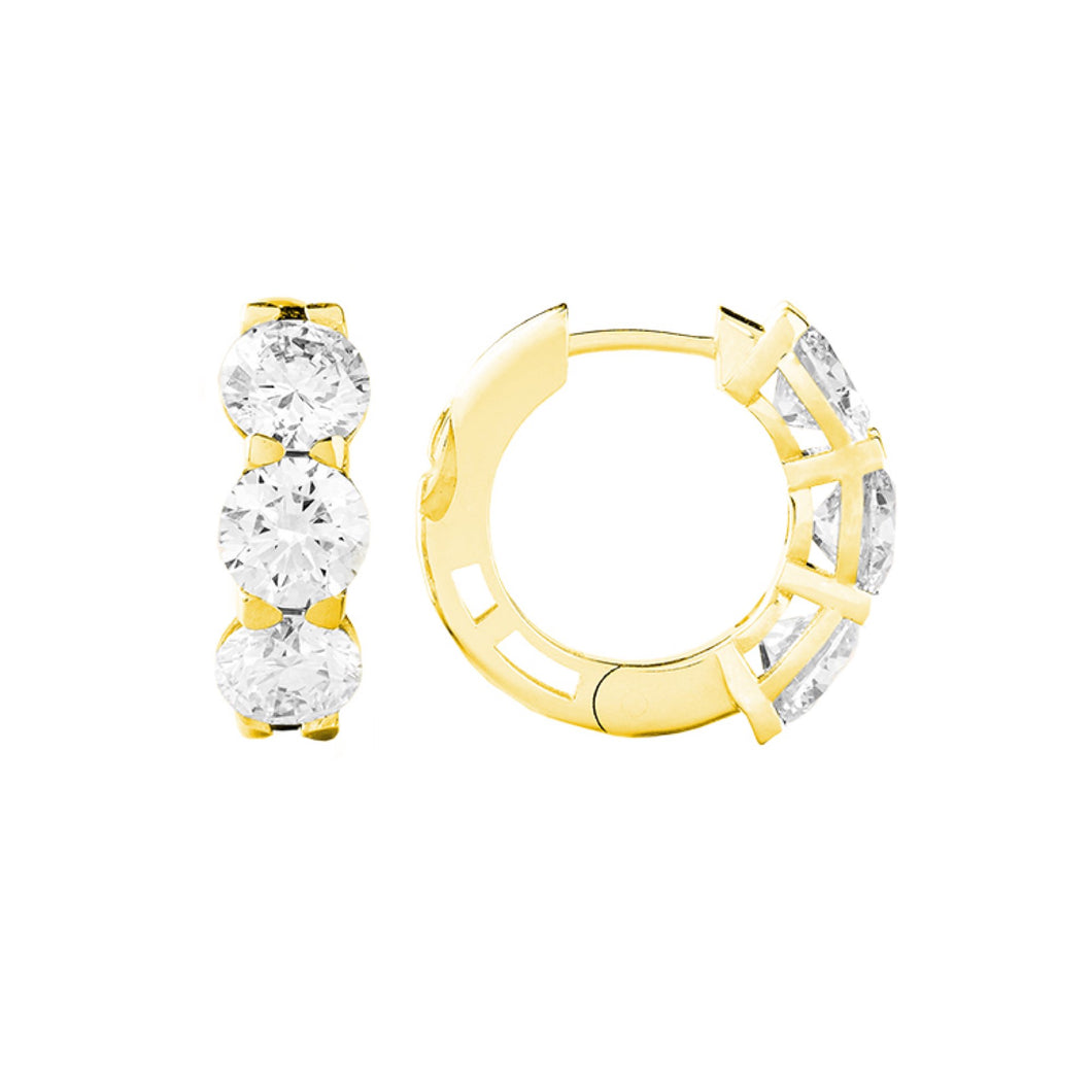 3.00 ctw. Lab-Created Diamond 3-Stone Huggie Hoop Earrings