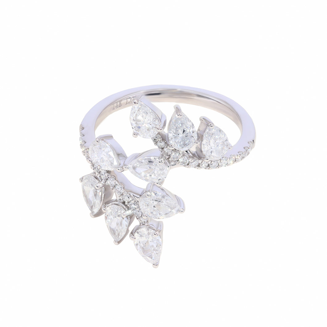 1.80 ctw. Lab-Created Diamond Pear Bypass Ring in 14K White Gold