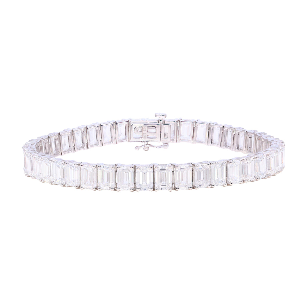 26.36 ctw. Lab-Created Emerald Diamond Bracelet in 14K White Gold