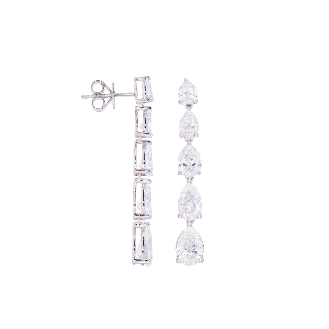 6.10 ctw. Lab-Created Diamond Pear Drop Earrings in 14K White Gold