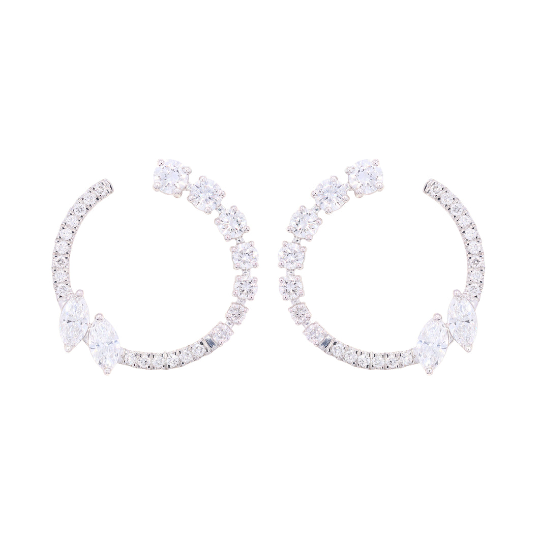 2.28 ctw. Lab-Created Diamond Hoop Earrings in 14K White Gold