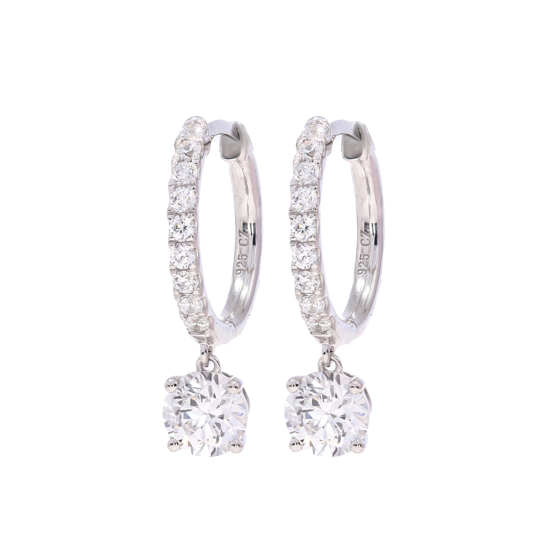 1.05 ctw. Lab-Created Diamond Hoop Earrings in 14K White Gold