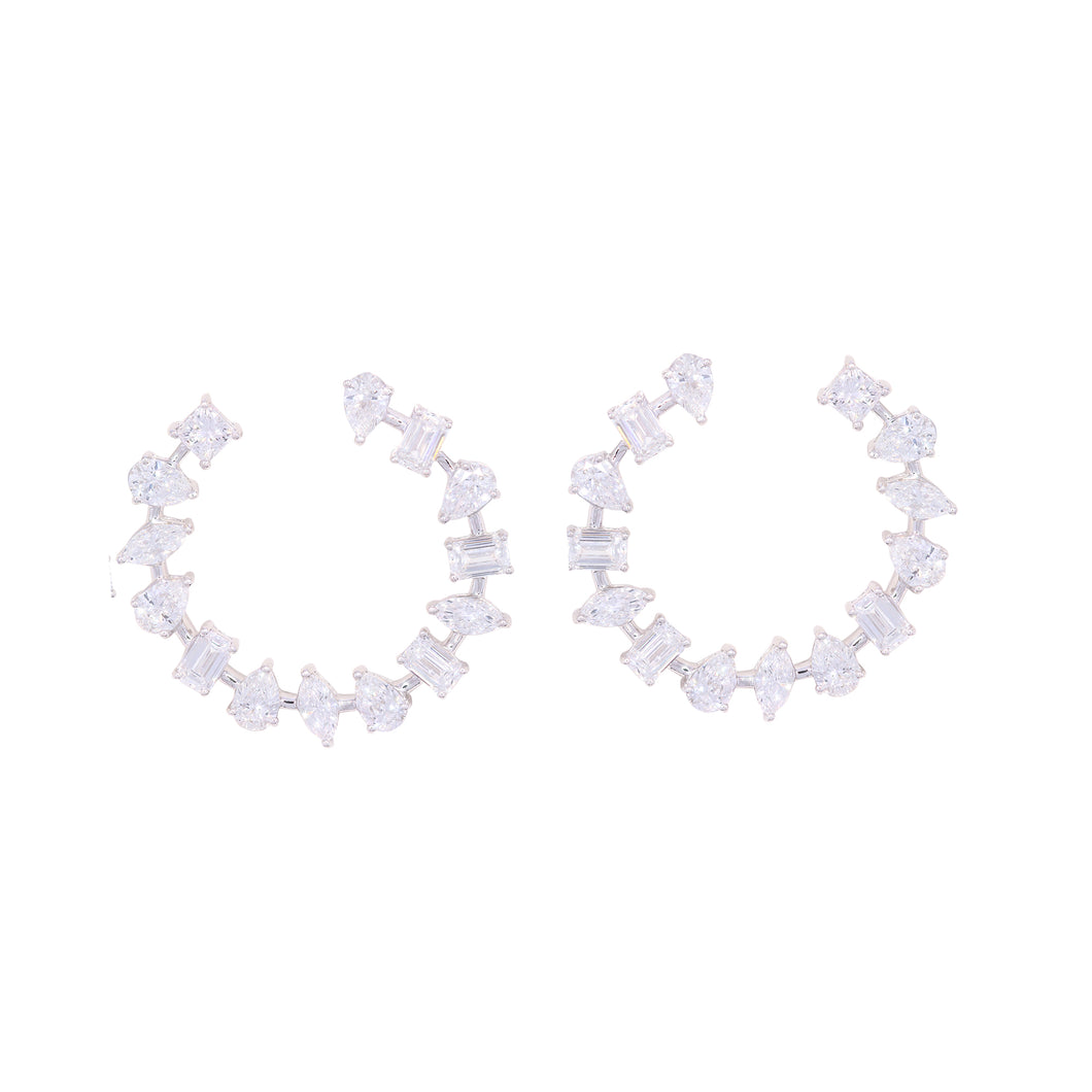 7.08 ctw. Lab-Created Diamond Multi Shape Hoop Earrings in 14K White Gold