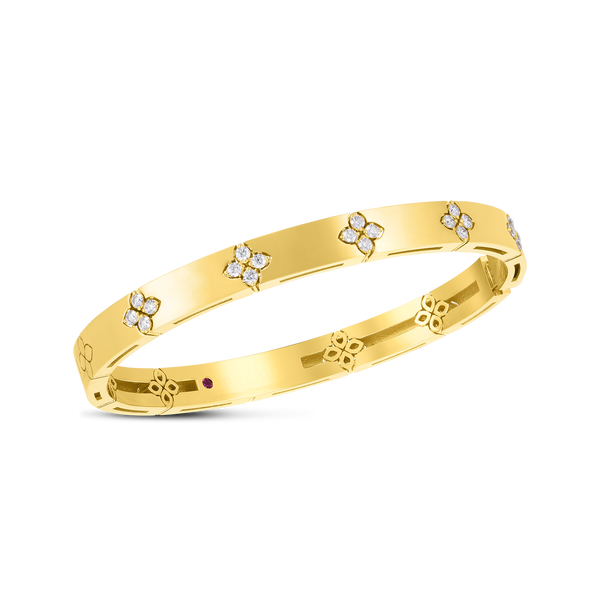 18K Yellow Gold Love In Verona Medium Width Diamond Accent Bangle