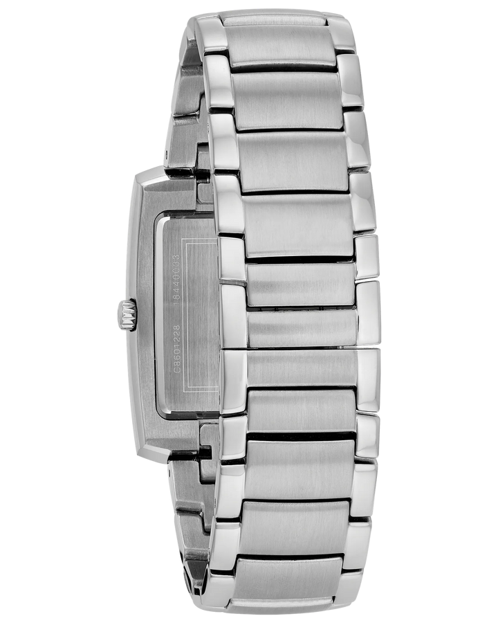 Bulova Mens Square Blue Dial Silver Watch – Little Switzerland display picture 1