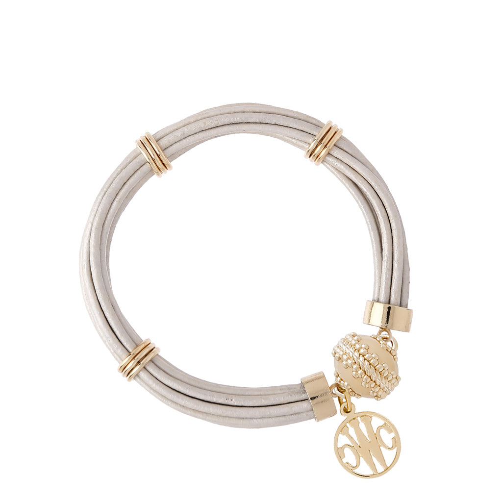 Aspen Leather White Pearl Bracelet